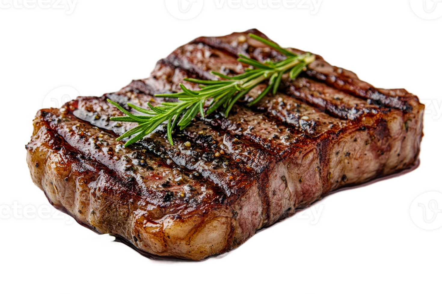 Delicious grilled steak with rosemary on a plate png