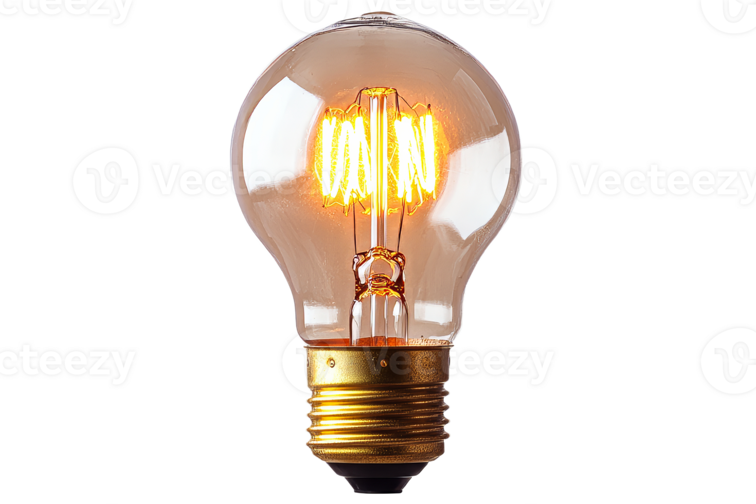 Vintage bulb glowing warmly on clear background png