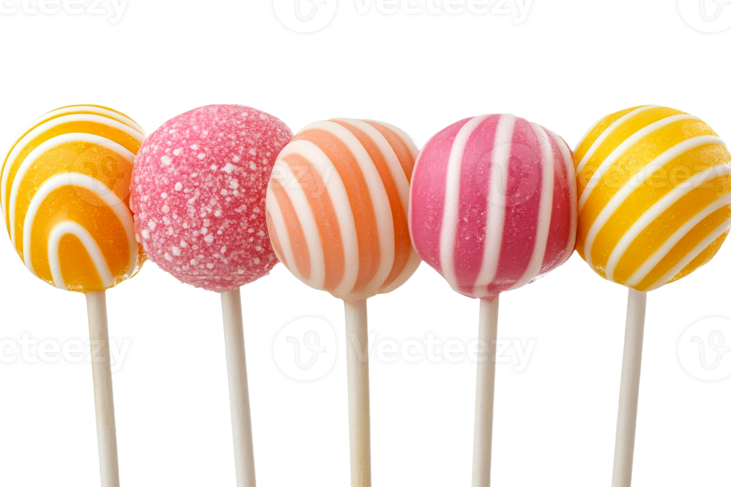 Colorful lollipops in a row on a transparent background png