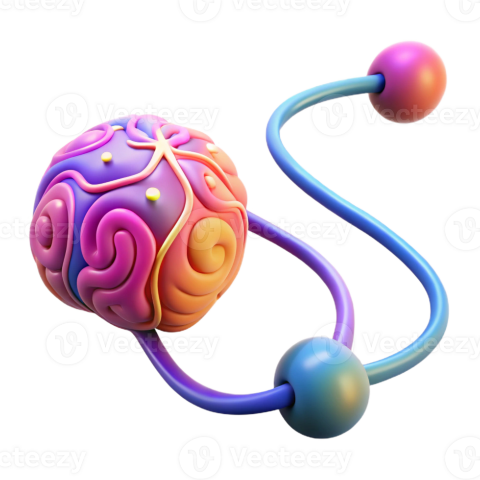 impressive vintage Neural Pathway Illustration Transparent Background with Gradient Colors professional png