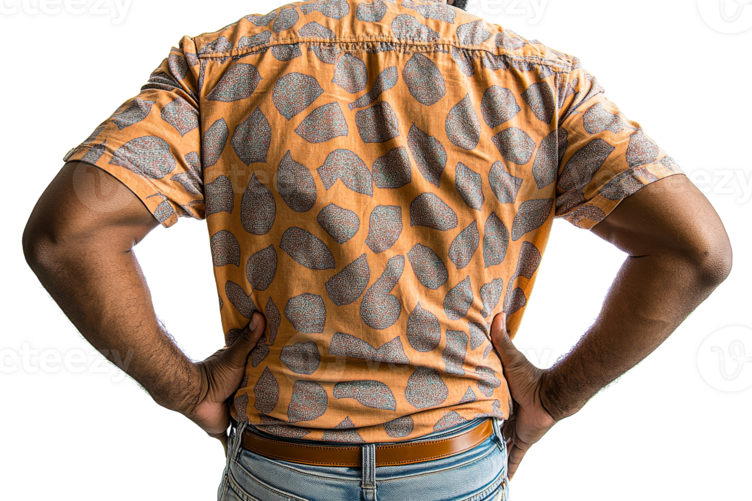 Casual shirt design with bold patterns from the back png