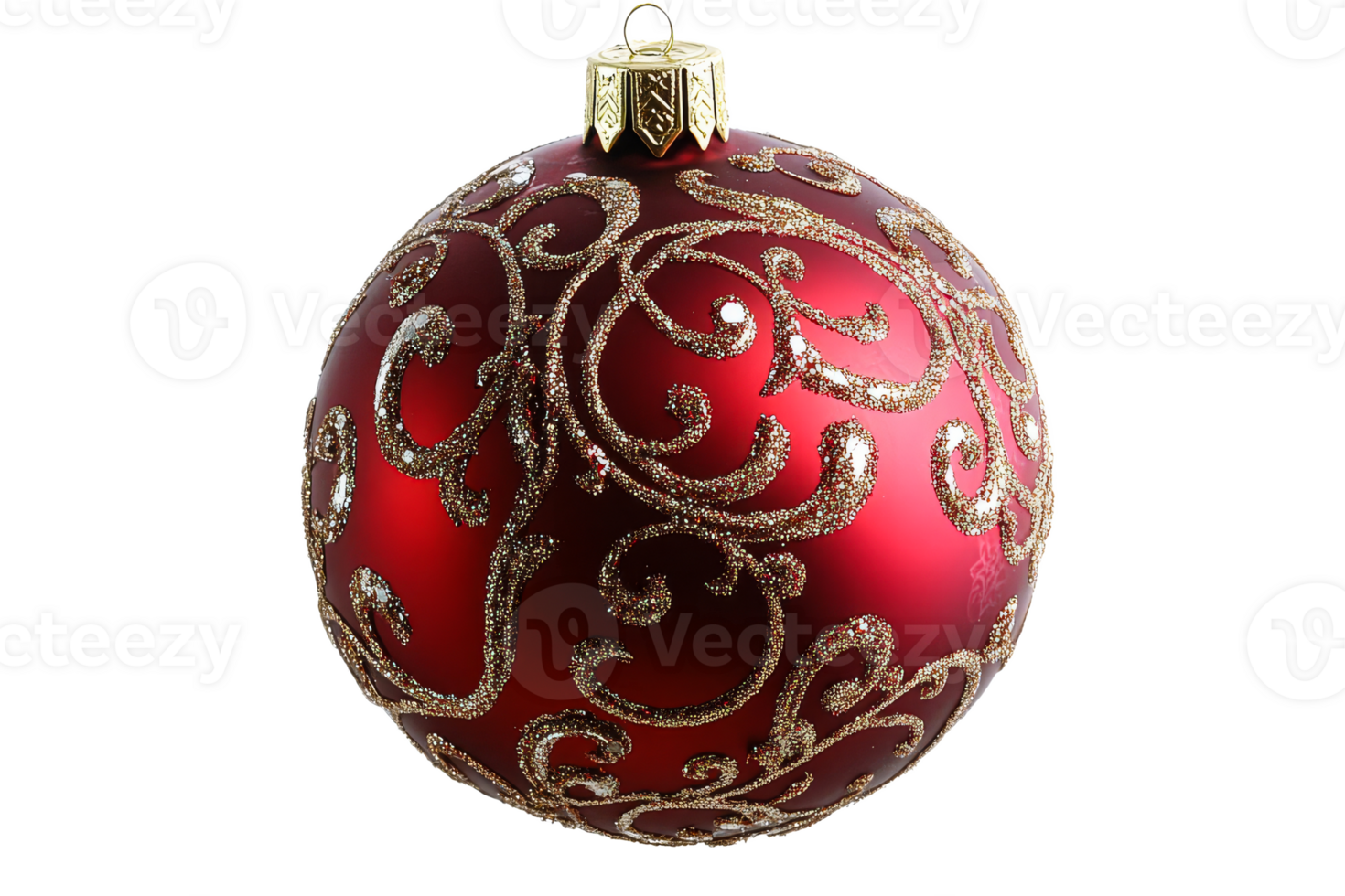 Elegant red Christmas ornament with gold design png