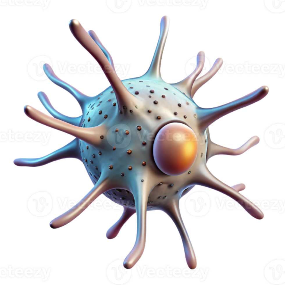 beautiful abstract Neuron Cell Illustration Transparent Background with Microscopic Detail authentic png