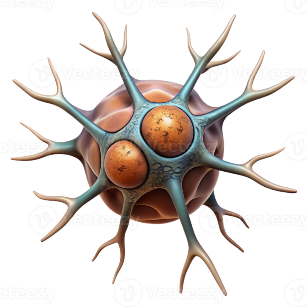 serene modern Neuron Cell Structure Detailed Illustration Transparent Background high resolution png