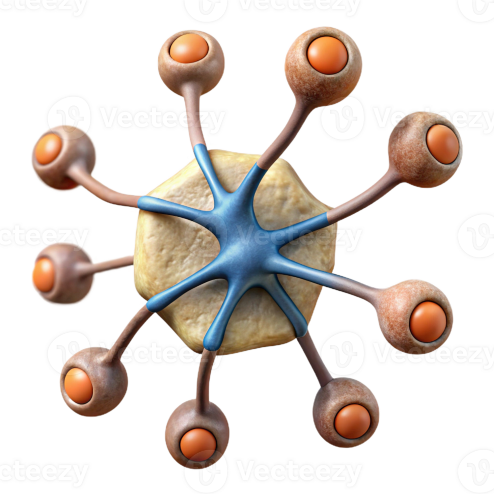 wonderful artistic Neuron Connection Diagram Cutout with Detailed Structure and White Background genuine png