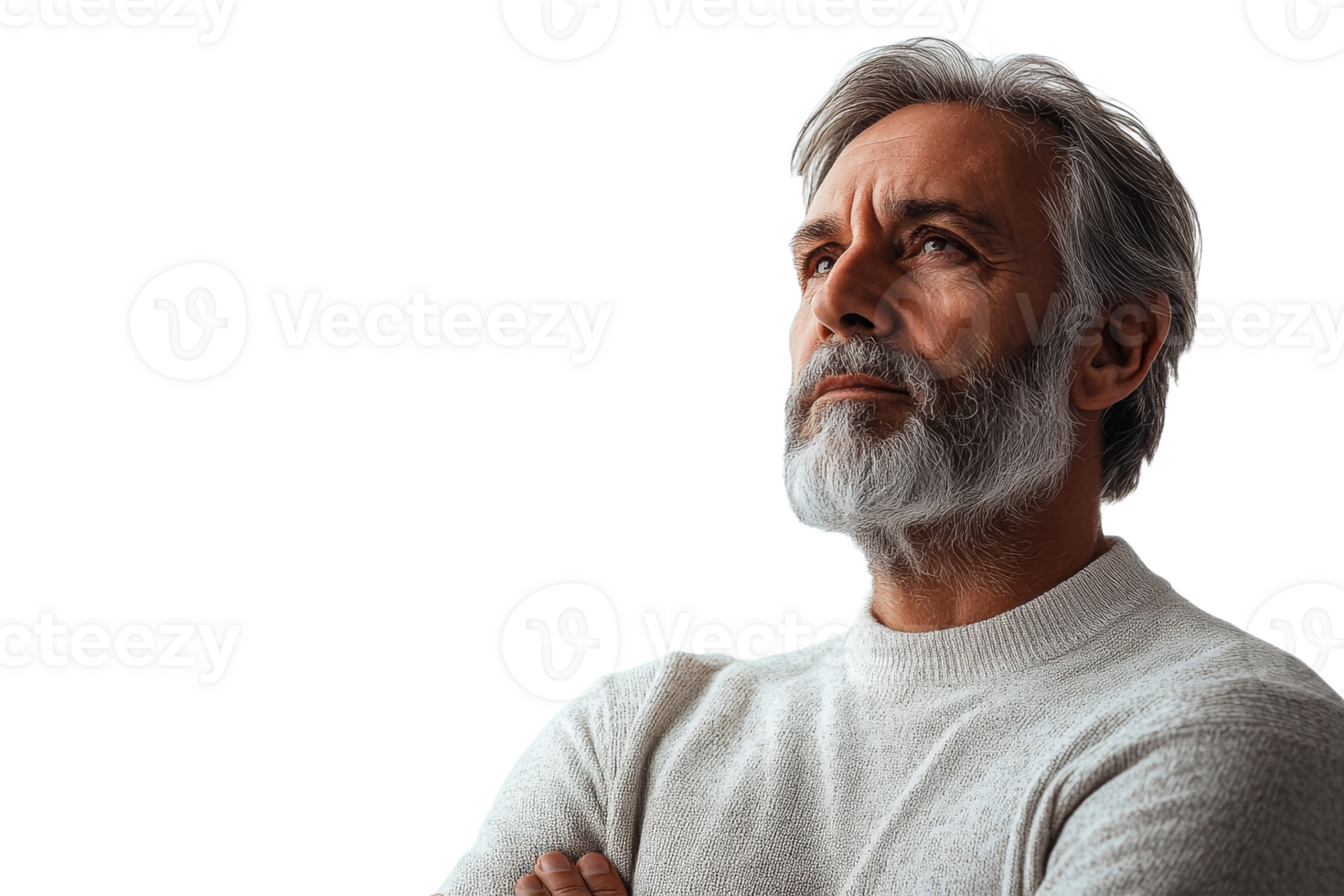 Thoughtful mature man on a clear background png
