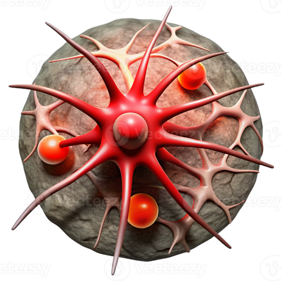 dramatic rustic Neuron Firing Graphic Isolated with Red Highlights detailed png