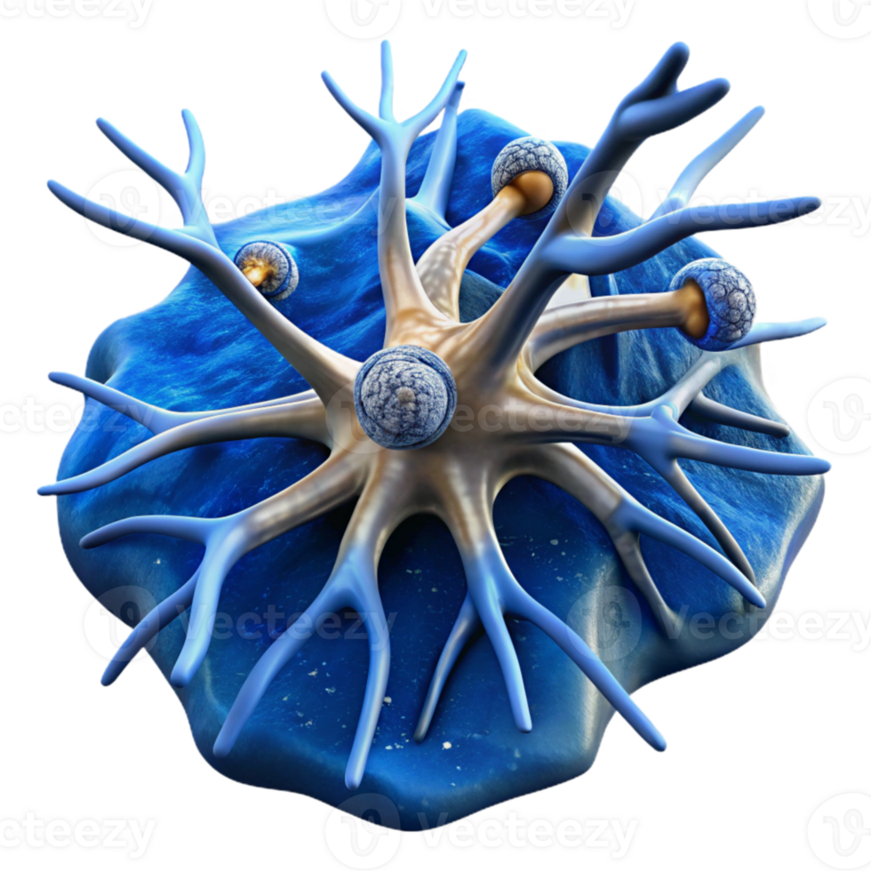 dramatic vintage Neuron Growth Graphic Isolated with Blue Background high resolution png