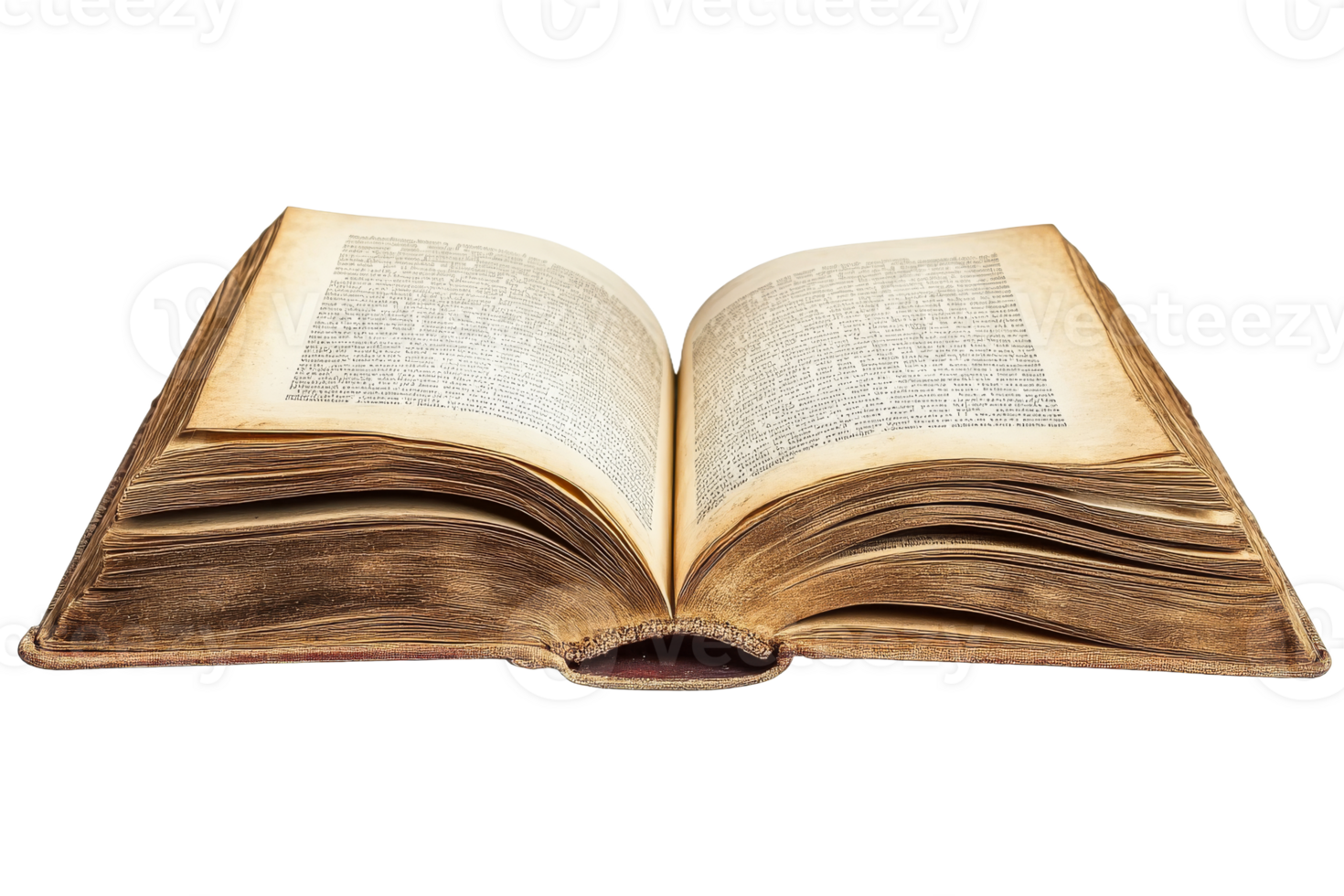 Antique book with yellowed pages on clear background png
