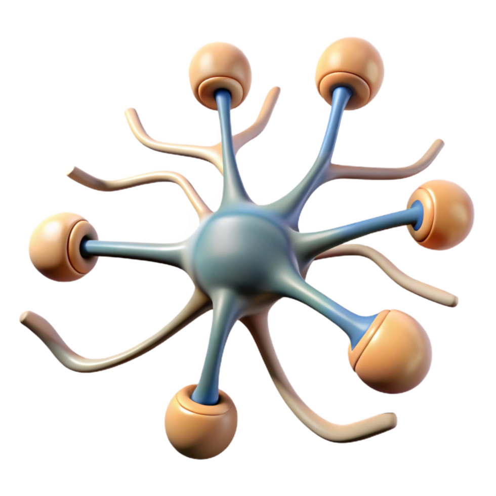 beautiful vintage Neuron Structure Labeled Diagram Transparent Background detailed png