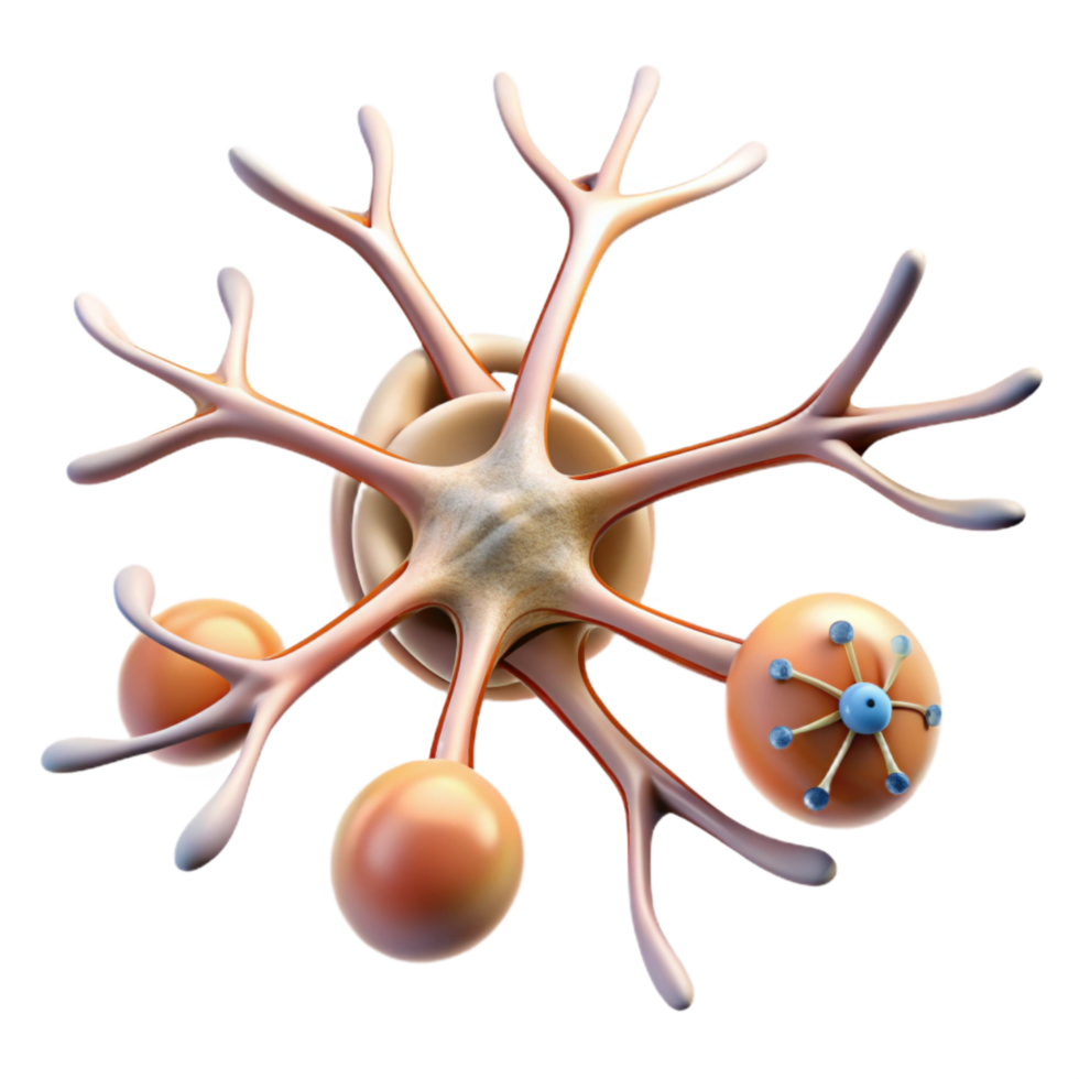stunning modern Neuron Structure Diagram Transparent Background with Microscopic Detail and Labels original png
