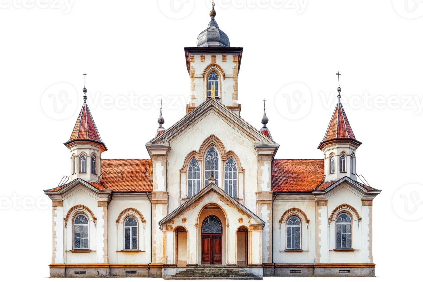 Beautiful church architecture with transparent background png