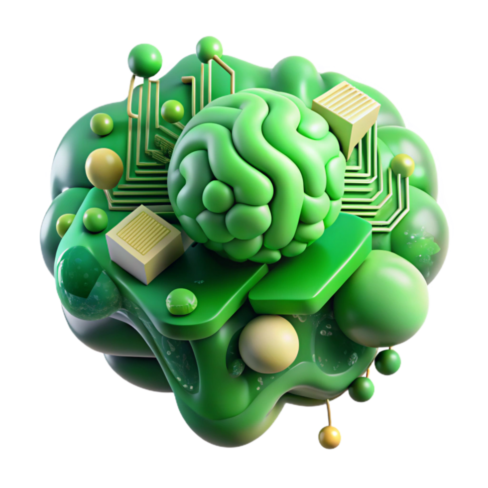 beautiful minimalist Neurotechnology Abstract Art Green Hues Cutout genuine png
