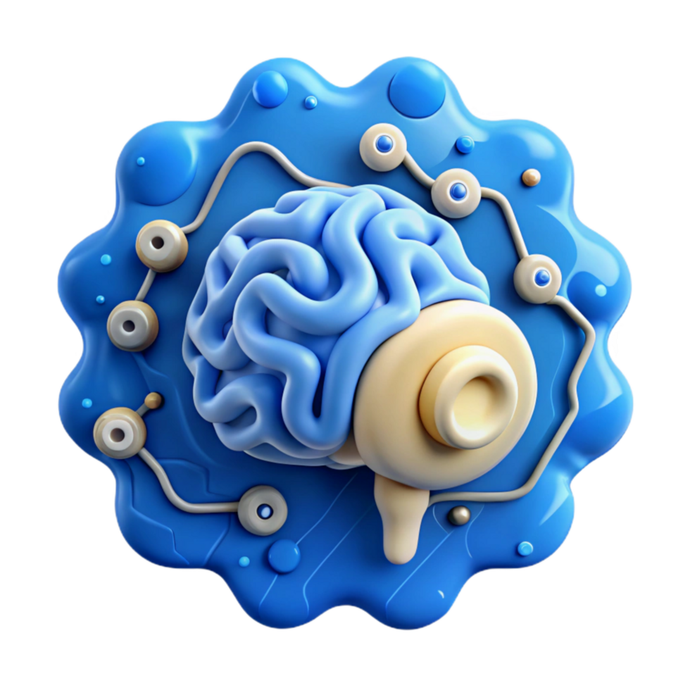 serene traditional Neurotechnology Concept Art Blue Background Cutout authentic png