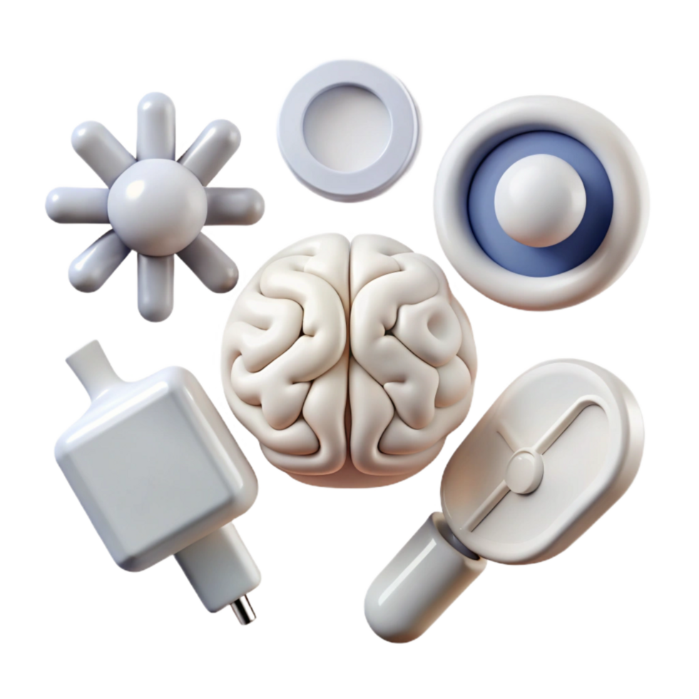 magnificent vintage Neurotech Research Icon Set White Icons Cutout professional png