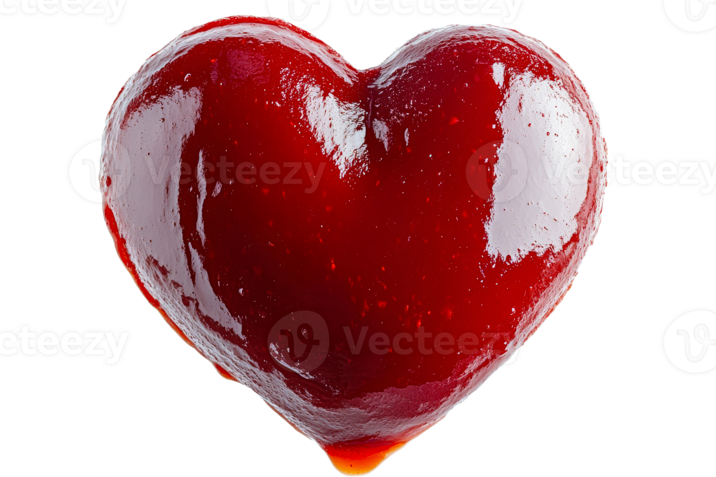 Red heart shaped jelly on clear background png