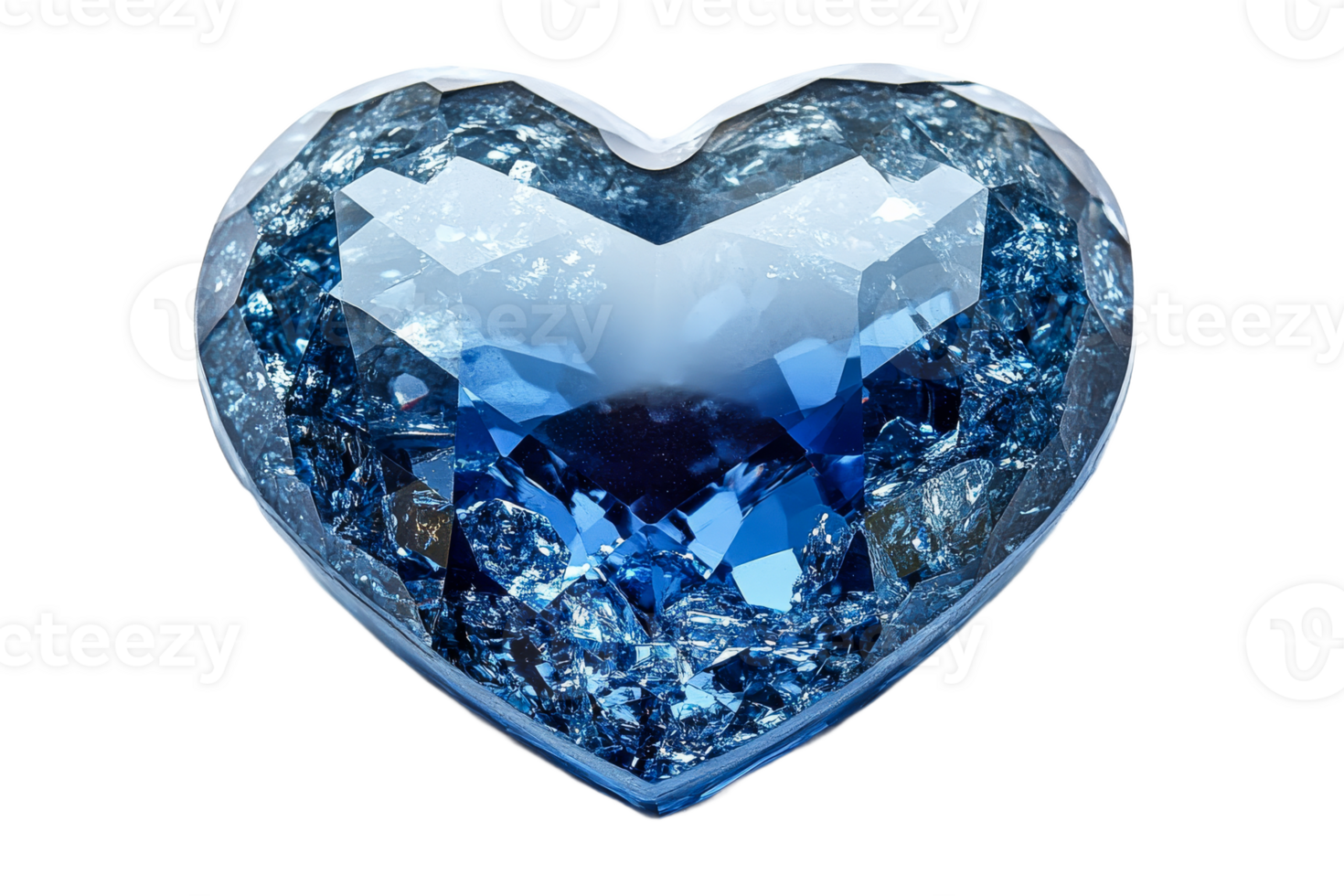 Blue heart shaped crystal with a transparent background png