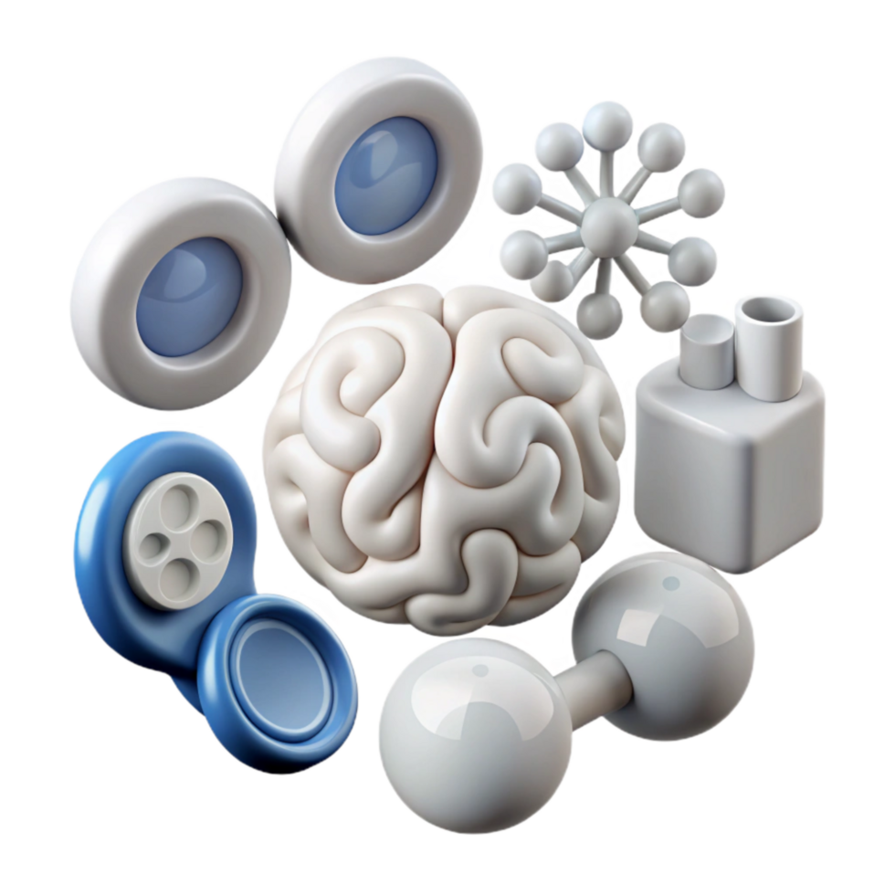 dramatic contemporary Neurotech Research Icon Set White Icons Cutout high quality png