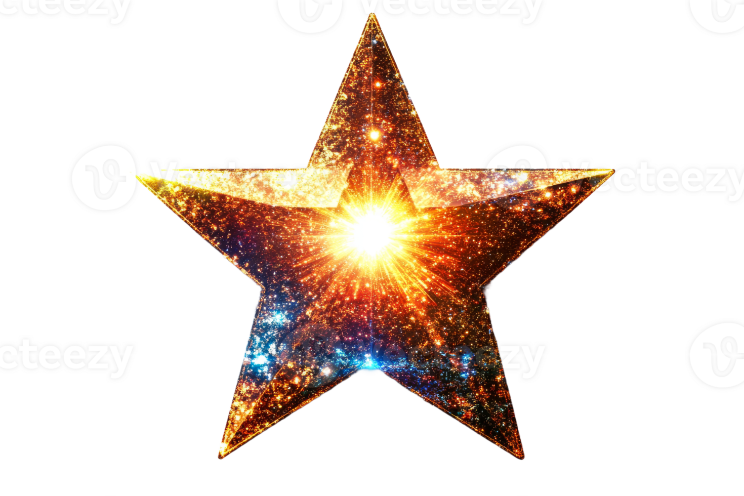 Bright celestial star shining with cosmic colors png