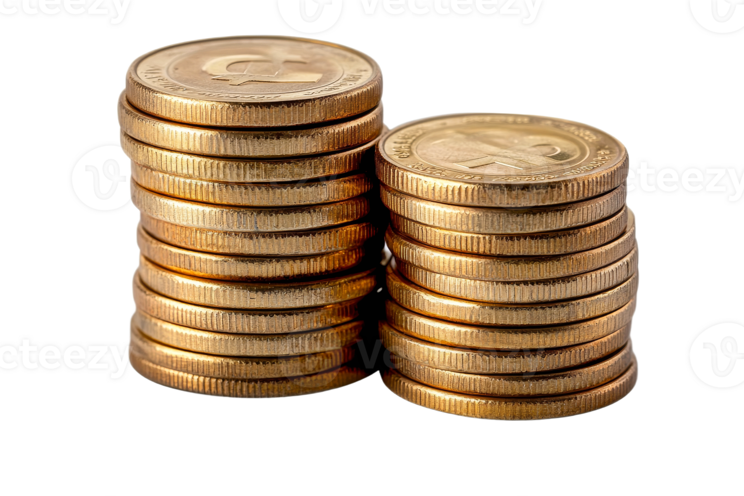 Coins stacked on transparent background for finance png