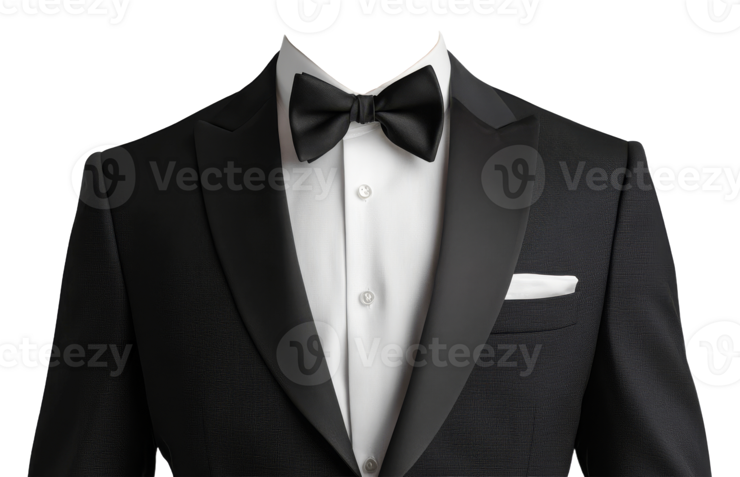 Elegant tuxedo with bow tie on transparent background png