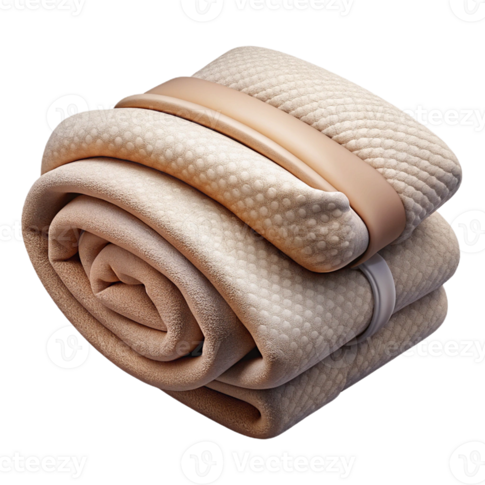beautiful rustic Neutral Tone Blanket Folded Neatly Cutout premium png