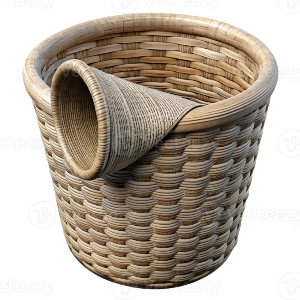 stunning contemporary Newspaper Tube Woven Basket Close Up Transparent Background high resolution png