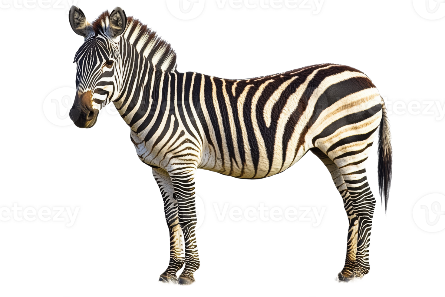 Zebra standing gracefully against a transparent backdrop png