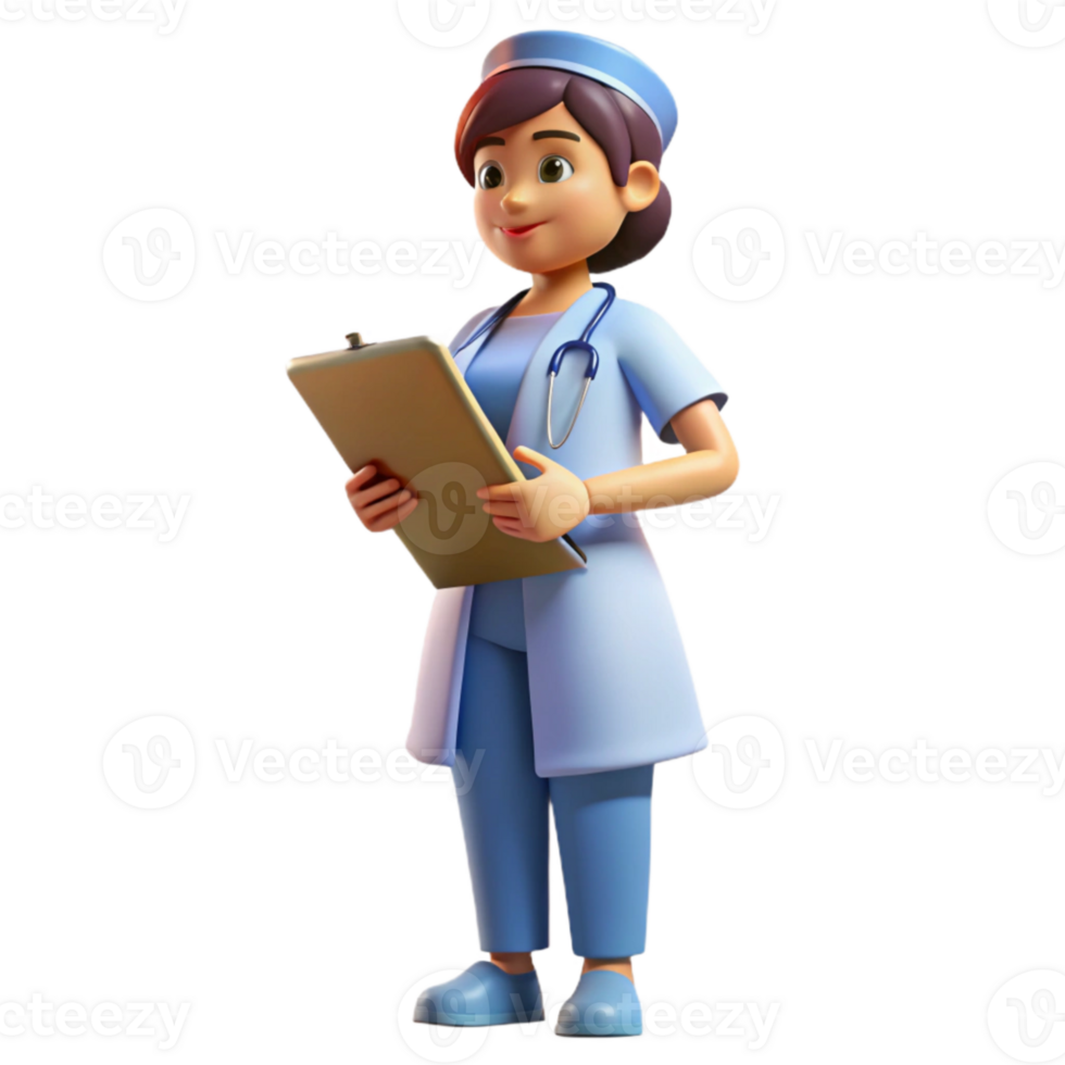 elegant minimalist Nurse with Clipboard Side View Transparent detailed png