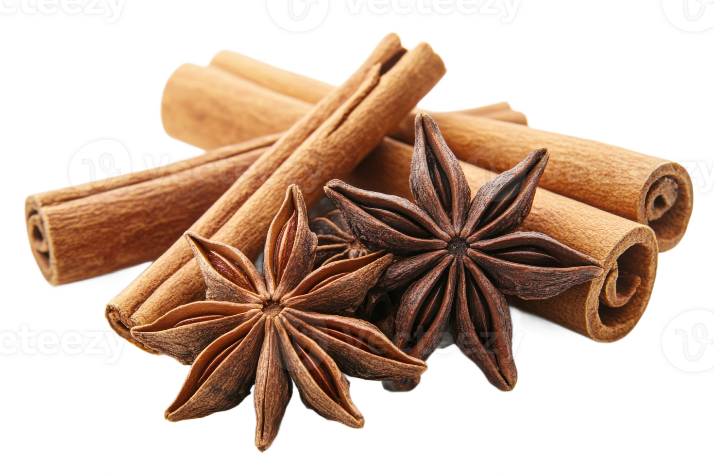 Cinnamon sticks and star anise on a transparent background png