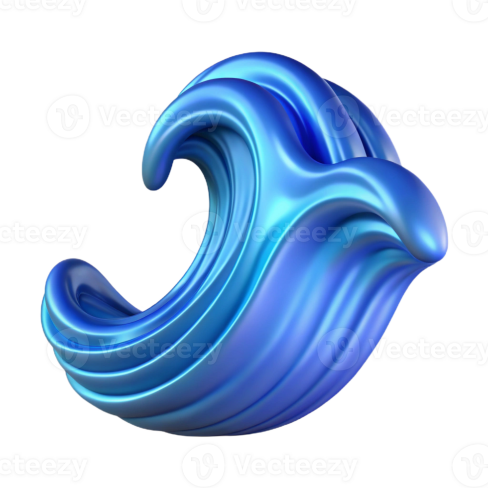 dramatic modern Ocean Blue Abstract Wave Isolated Element professional png