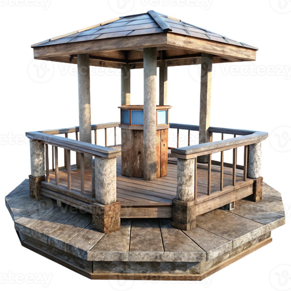 wonderful rustic Observation Deck Isolated with Panoramic View detailed png