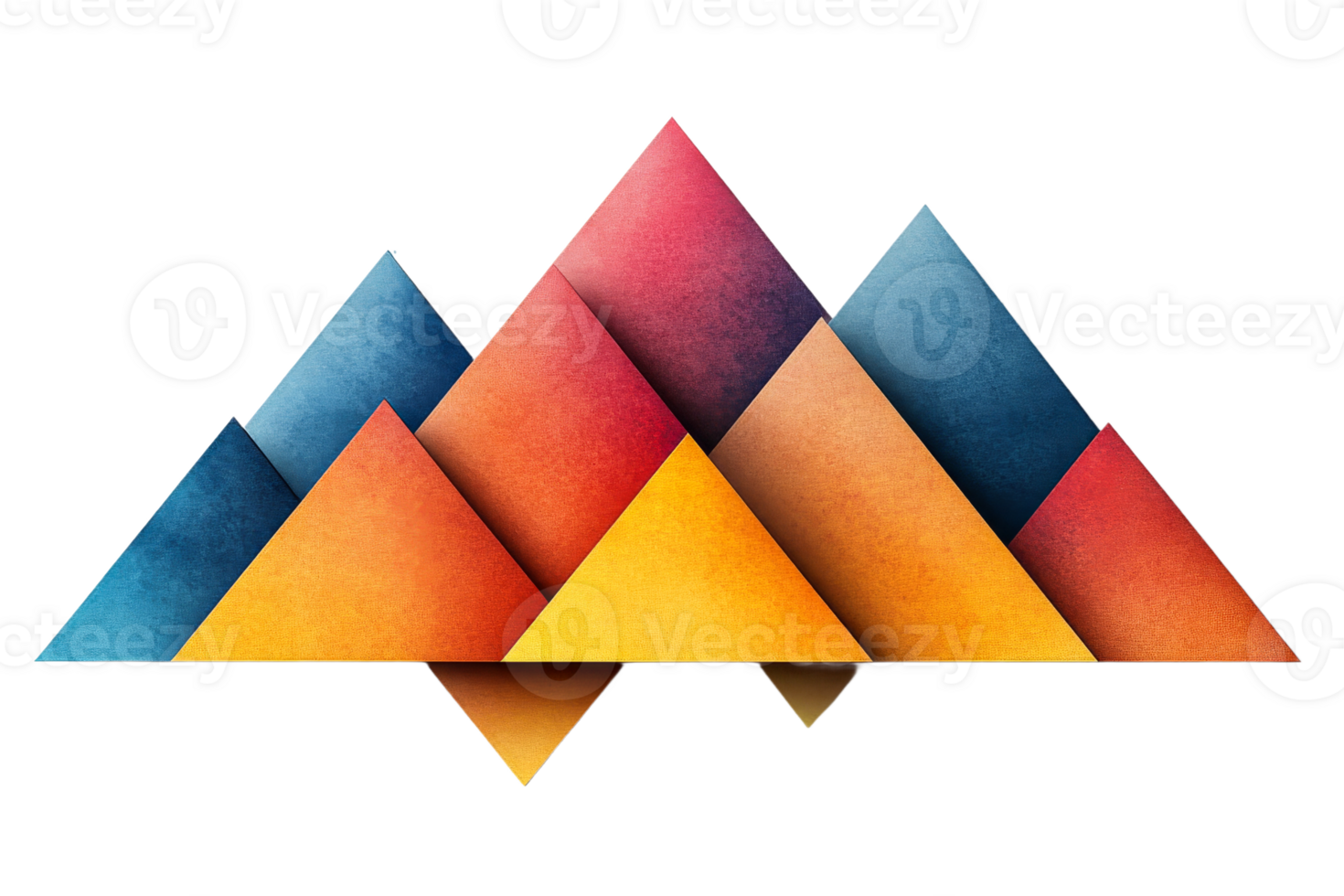 Colorful geometric mountains on a clear background png
