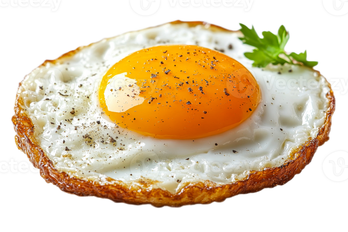 Perfectly cooked fried egg with golden yolk and herbs png
