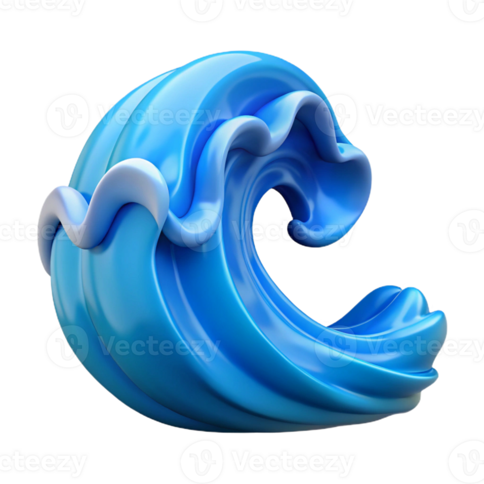 serene modern Ocean Blue Wave Crest Isolated Element exclusive png