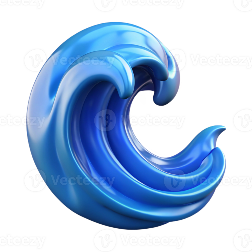 serene creative Ocean Blue Wave Crest Isolated Element png