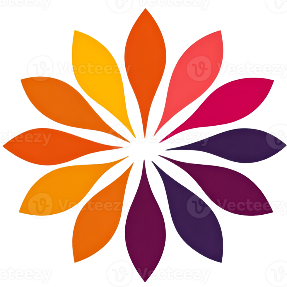 Colorful floral design with bright gradient petals png