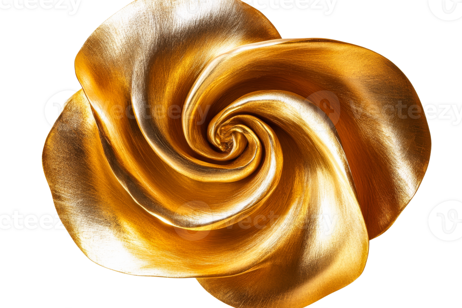 Golden swirl flower design on clear background png