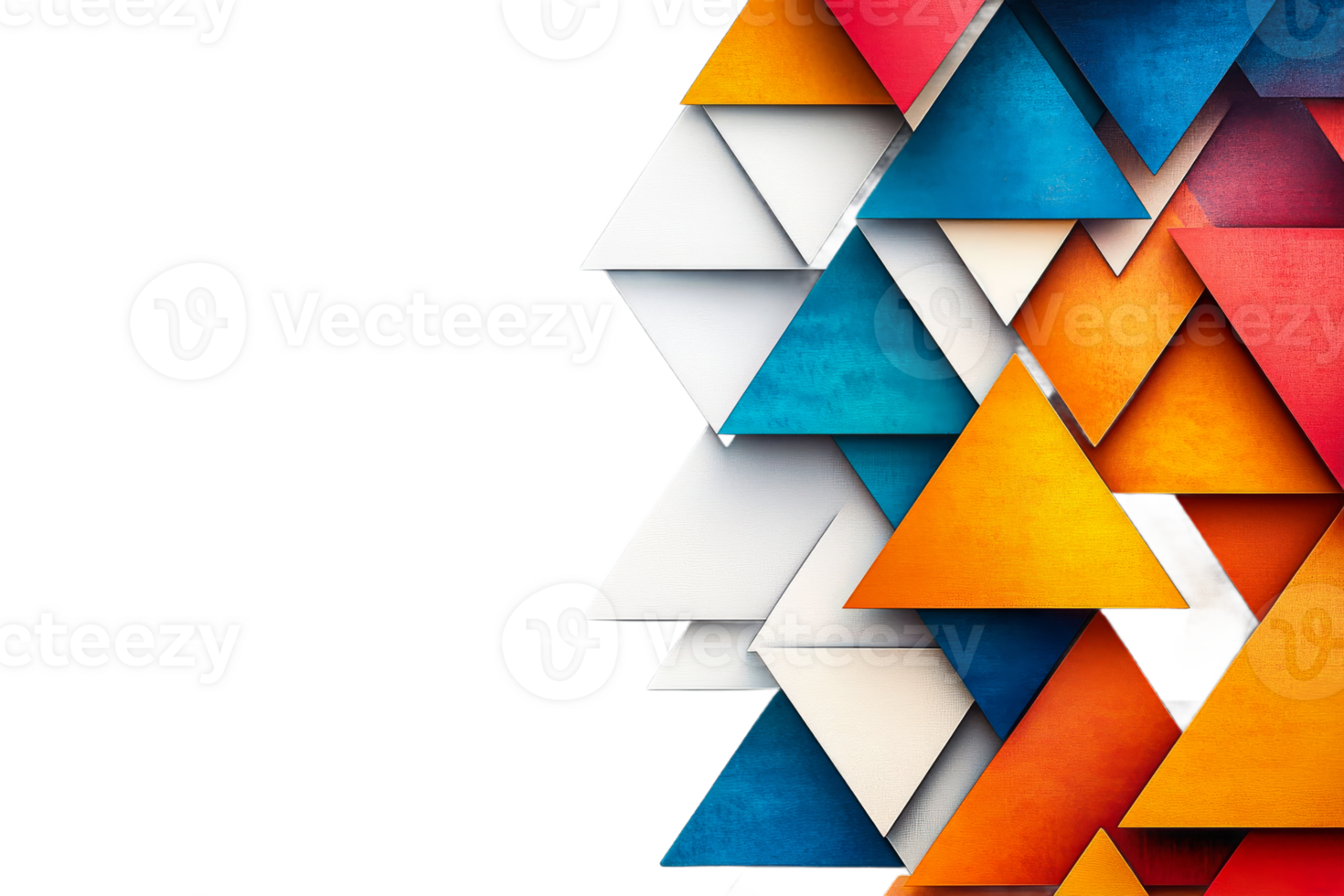 Colorful triangles arranged on a transparent background png
