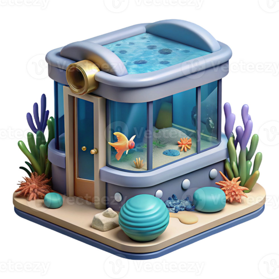 vibrant modern Ocean City Aquarium with Marine Life Isolated Element high resolution png
