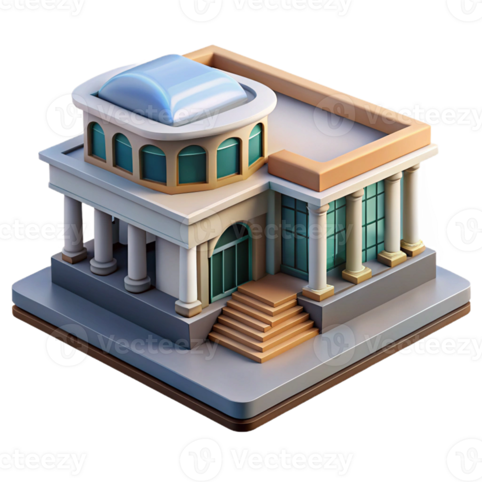 magnificent modern Ocean City Cultural Center with Museum and Library Cutout genuine png