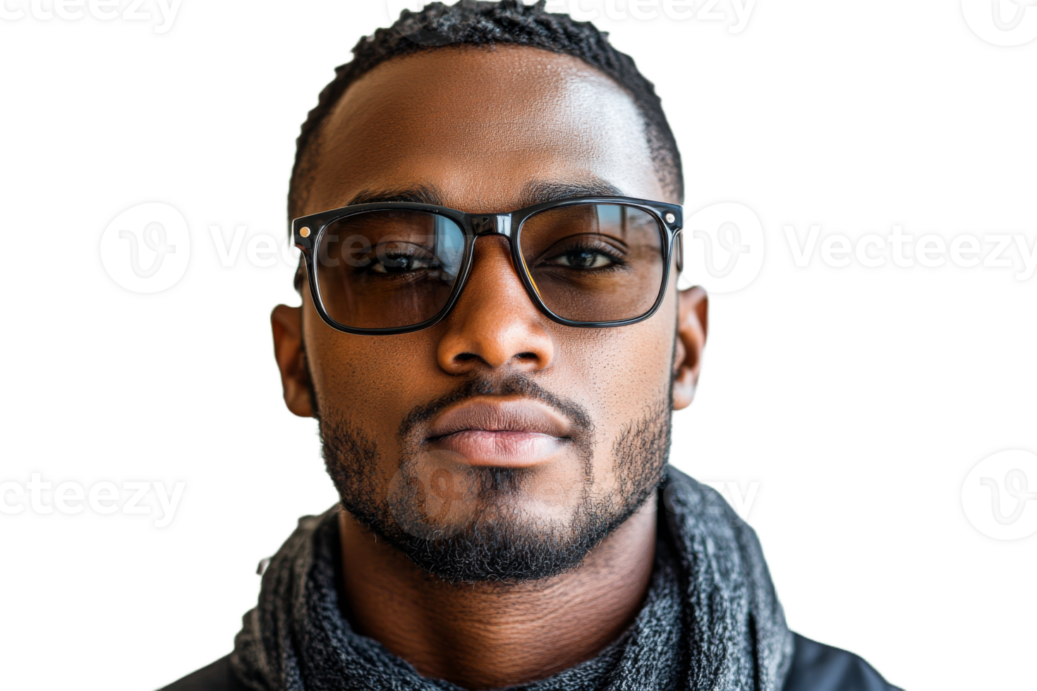 Confident man wearing sunglasses with a scarf png