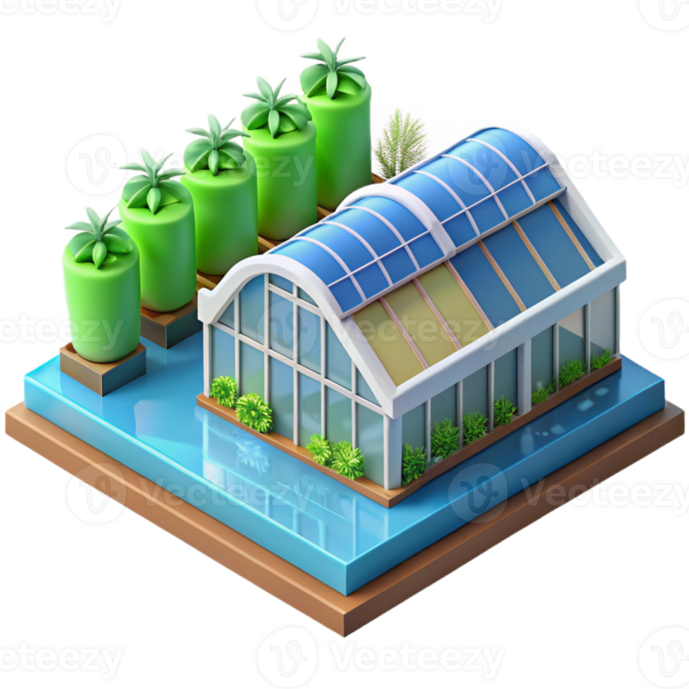impressive artistic Ocean City Hydroponic Farm with Greenhouses Cutout high quality png