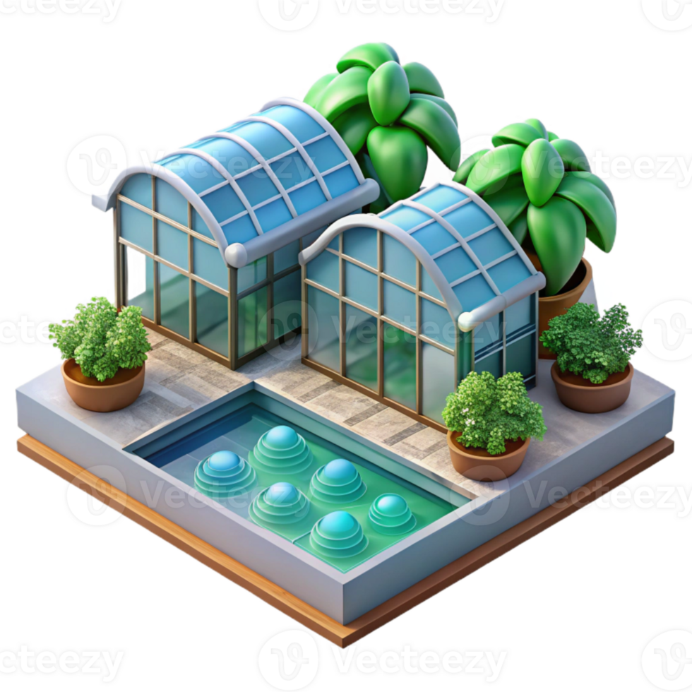 dramatic rustic Ocean City Hydroponic Farm with Greenhouses Cutout detailed png