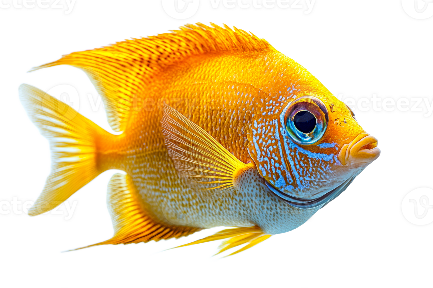 Bright yellow fish swimming gracefully in clear waters png