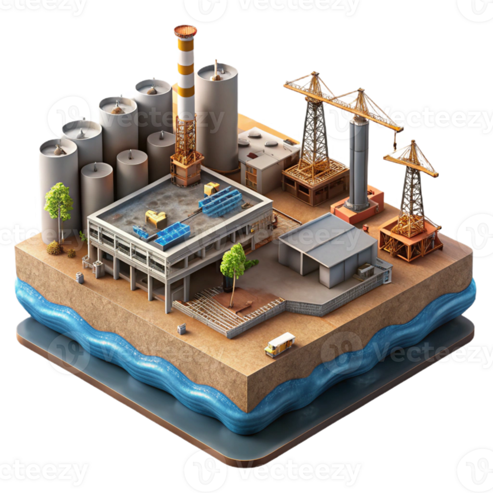 impressive creative Ocean City Industrial Zone with Cranes Cutout professional png