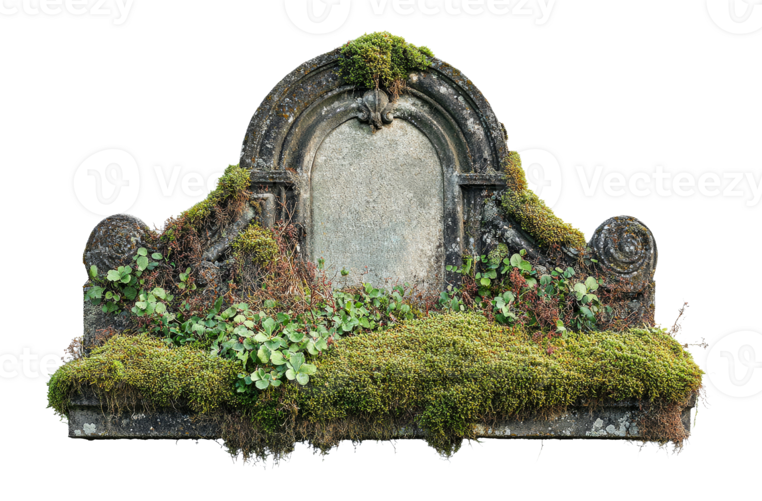 Mossy gravestone on a white background png