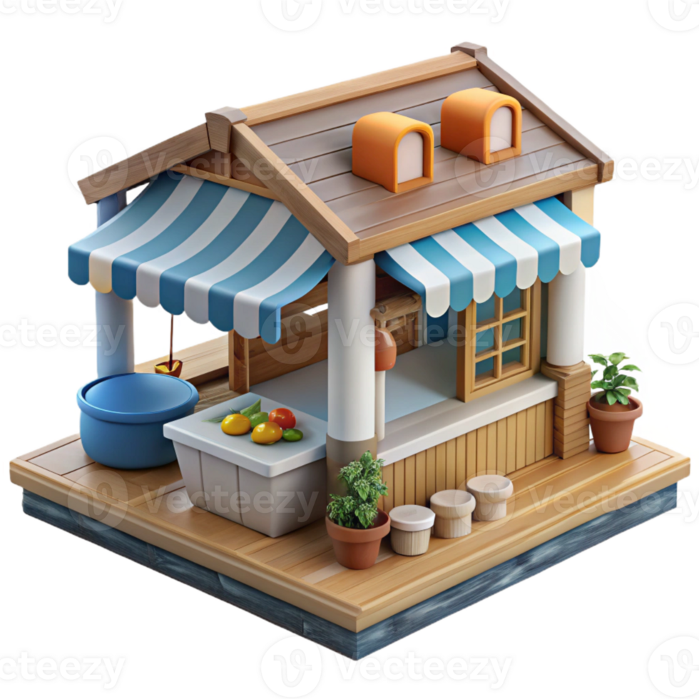 magnificent abstract Ocean City Market with Stalls and Vendors Cutout exclusive png