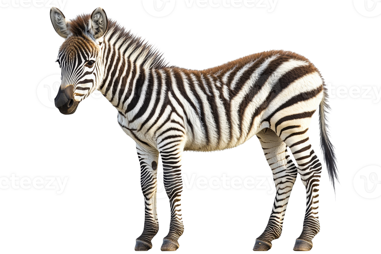 Zebra in natural pose, transparent background png