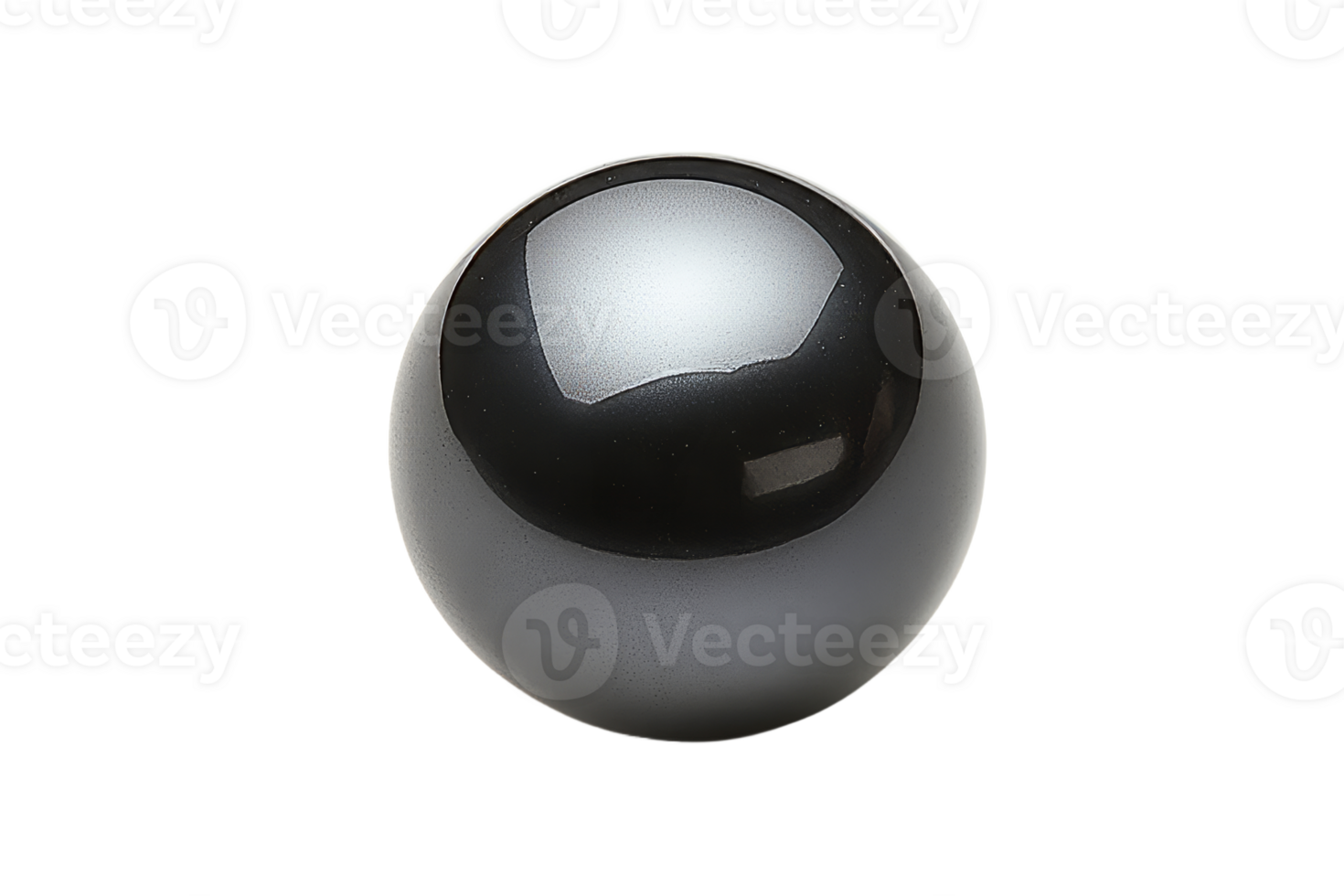 Glossy black sphere with smooth surface in clear view png